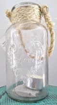 Reduced Medium Love Glass Bottle Jars With Rope Handle & Tealights